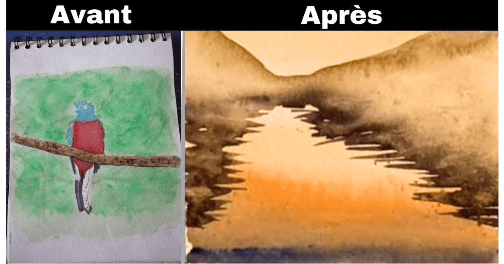 Aquarelle d'élève avant et après la méthode